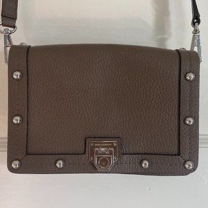 Rebecca Minkoff Beige Gray Tan and Silver Studded Crossbody Bag